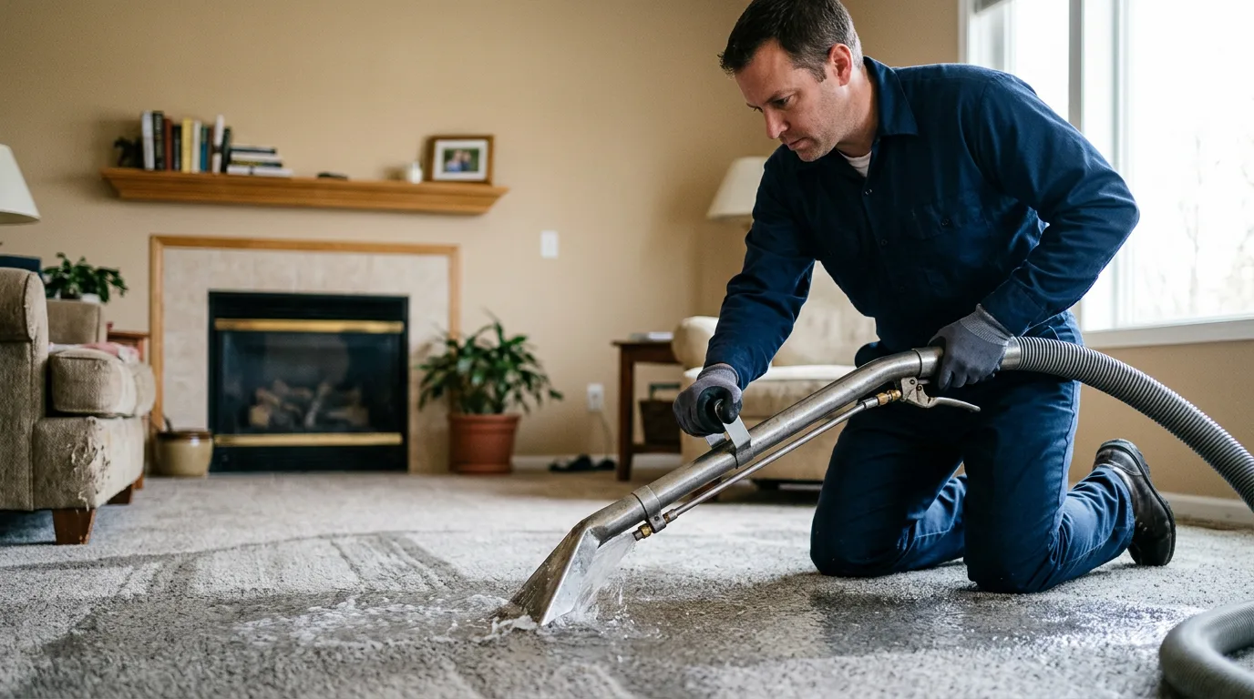 Water damage restoration technician working near Woodward, PA